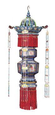 欣賞 紫禁城里的那些宮燈,紫檀 彩漆 牛角 畫琺瑯